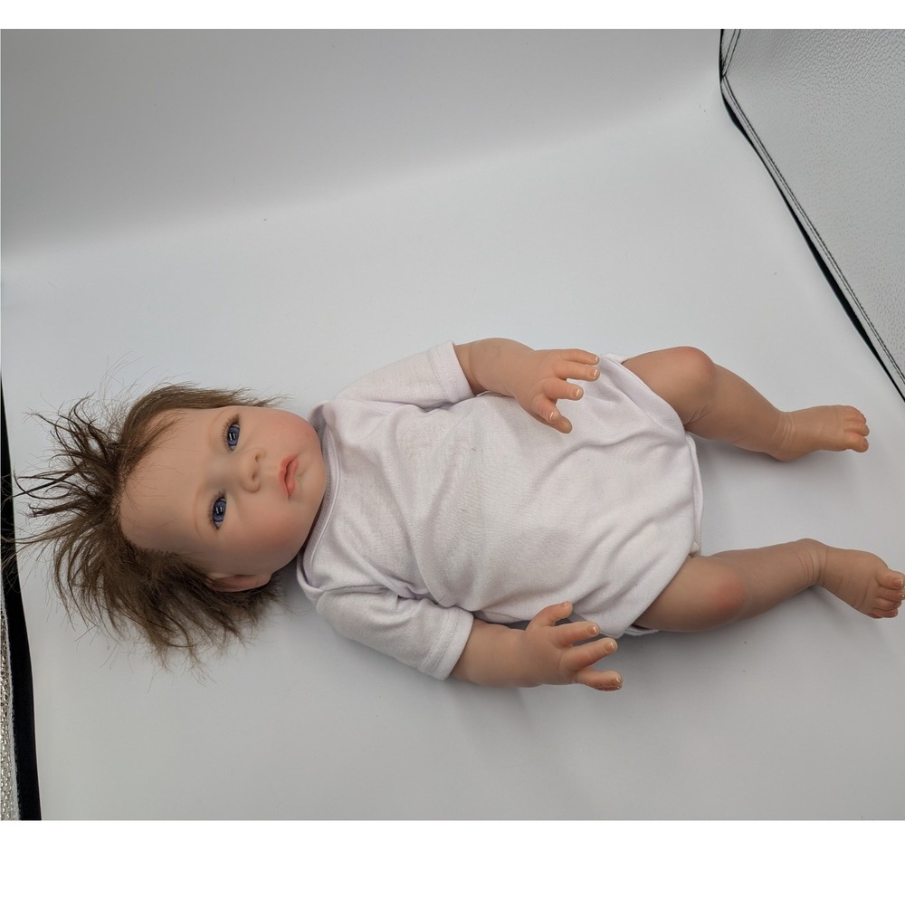 NPK Anatomically Correct Baby Boy Doll 17" Blue Eyes Brown Hair W-238
